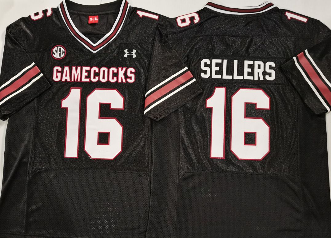 Men South Carolina Gamecocks #16 Sellers Black Elite 2025 NCAA Jersey->ncaa teams->NCAA Jersey